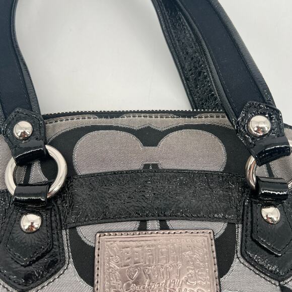 Vtg Coach Poppy Handbag Black Gray‎ Y2K Signature Logo Key Chain Charms - Picture 5 of 16